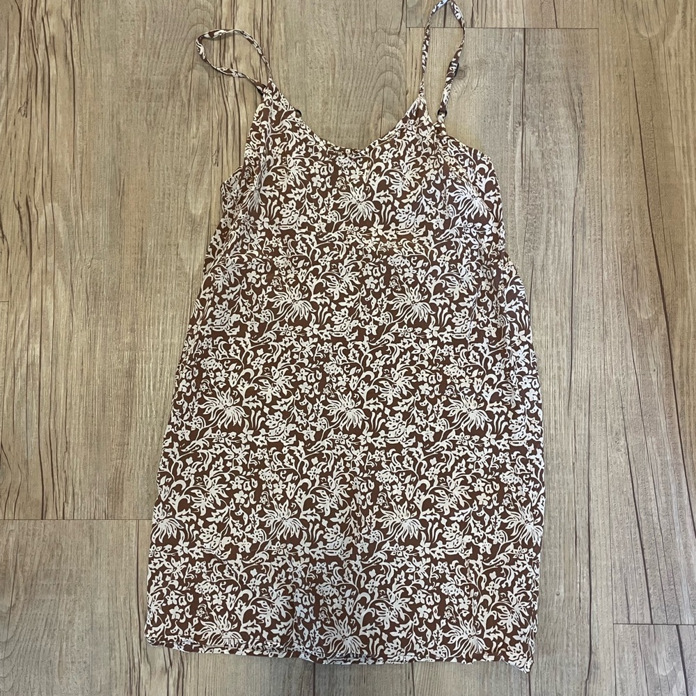 ACACIA SWIMWEAR —  Brown and White Silk dress
